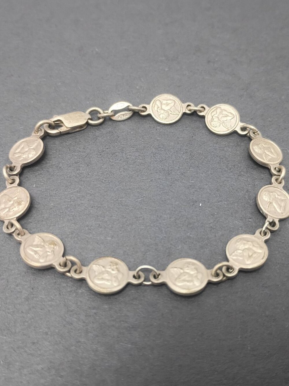 Vintage 925 Sterling Silver Raphael Angel Link Bracelet Italy Cherub